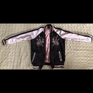 Pink & Black silk cherry blossom Jacket